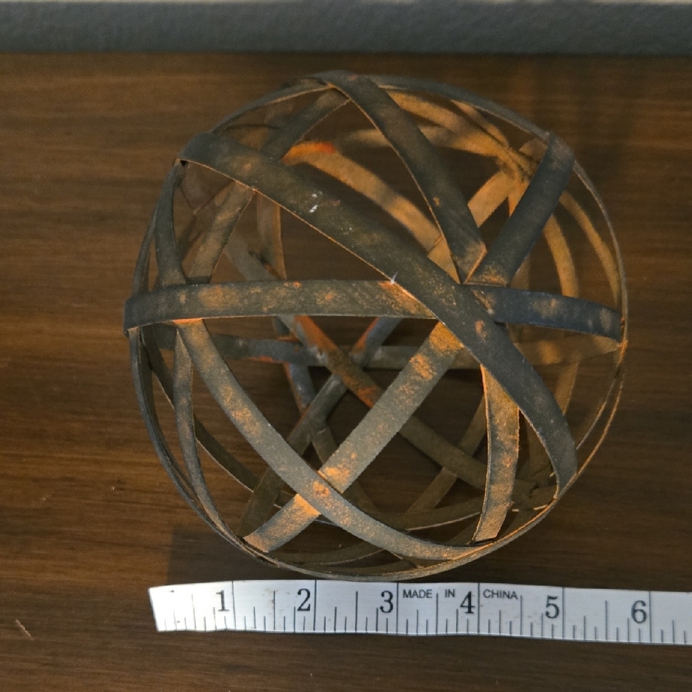 Rustic Metal Orb Sculpture - Picture 3 of 5